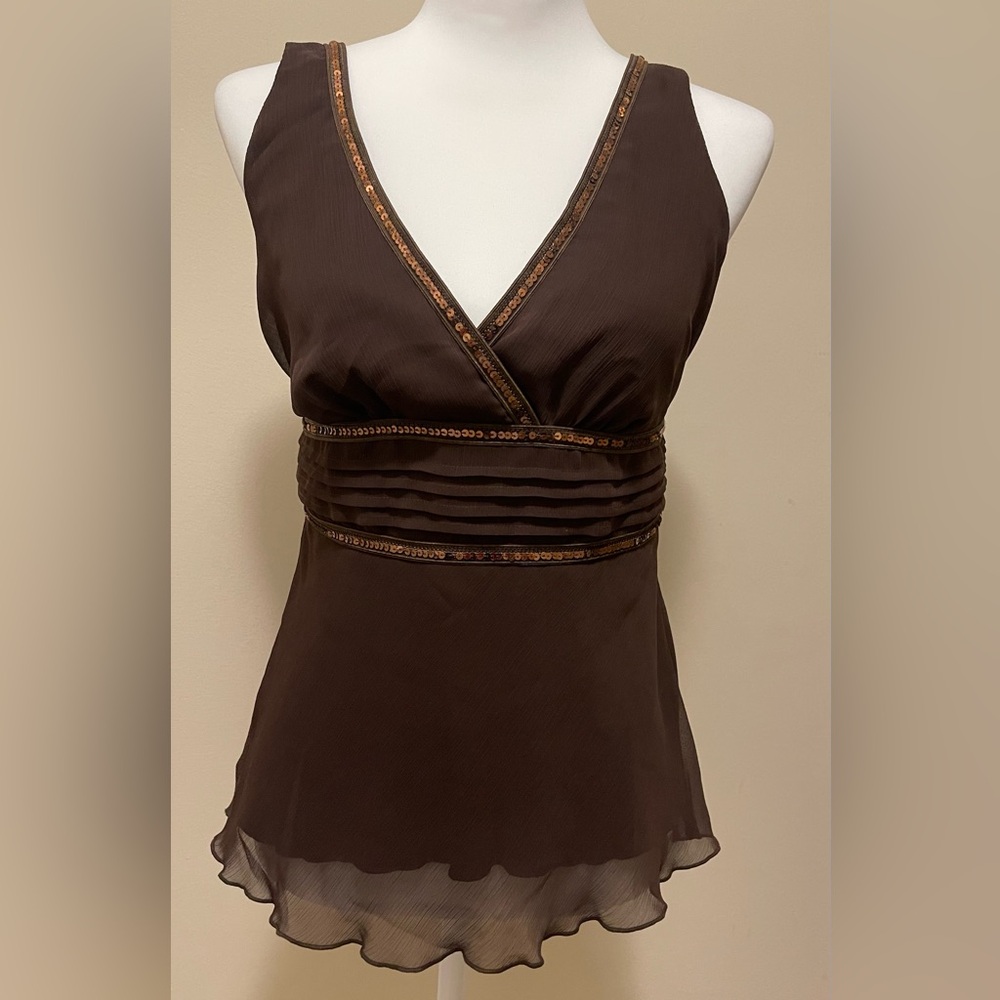 Speechless Women’s Brown Top with Sequin Detail, Size L